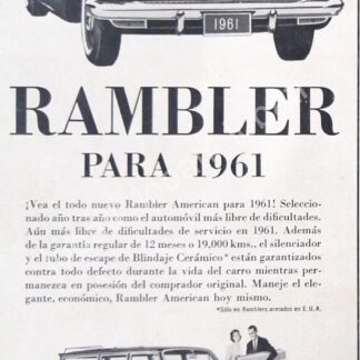 CARTEL ANTIGUO ORIGINAL DE AUTOS RAMBLER AMERICAN 1961 /206