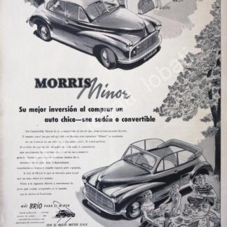 CARTEL ANTIGUO ORIGINAL DE AUTOS BMC MORRIS MINOR 1953 /205 SUPER RARO