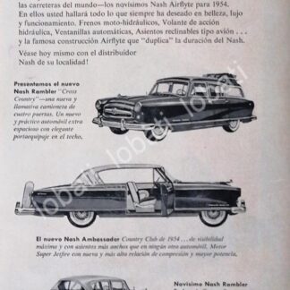 CARTEL ANTIGUO ORIGINAL DE GIOVANNI PININ FARINA PRESENTA AUTOS NASH SEDAN 1954 /199