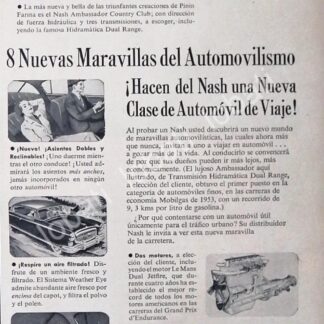 CARTEL ANTIGUO ORIGINAL DE AUTOS NASH SEDAN 1954 /198