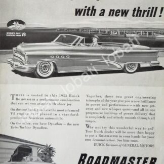 CARTEL ANTIGUO ORIGINAL DE AUTOS BUICK ROADMASTER 1953 RARO /193