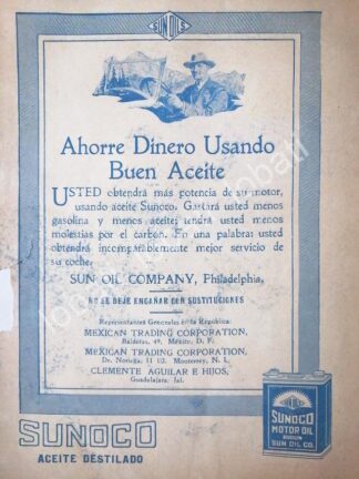 CARTEL ANTIGUO ORIGINAL DE ACEITE LUBRICANTE SUNOCO 1922 /A54
