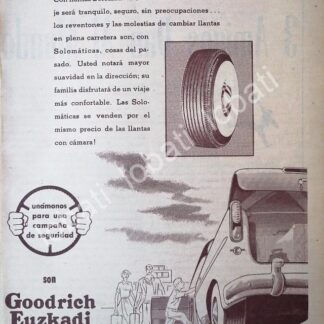 CARTEL ANTIGUO ORIGINAL DE LLANTAS GOODRICH EUZKADI 1955 /51