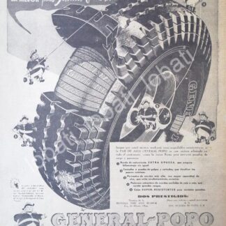 CARTEL ANTIGUO ORIGINAL DE LLANTAS GENERAL POPO 1947 /49