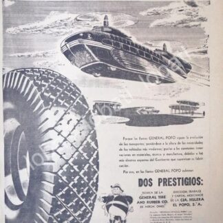 CARTEL ANTIGUO ORIGINAL DE LLANTAS GENERAL POPO 1947 /48