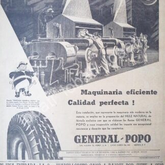 CARTEL ANTIGUO ORIGINAL DE LLANTAS GENERAL POPO 1947 /47