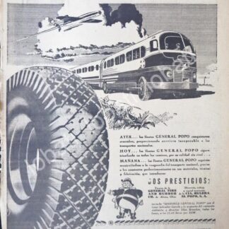 CARTEL ANTIGUO ORIGINAL DE LLANTAS GENERAL POPO 1947 /45