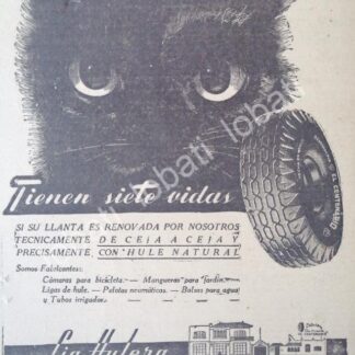 CARTEL ANTIGUO ORIGINAL DE LLANTAS DE CIA. HULERA EL CENTENARIO S.A 1947 /A44 MUY RARO