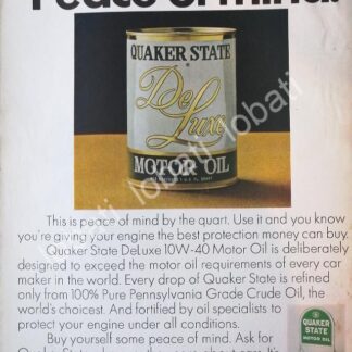 CARTEL ANTIGUO ORIGINAL DE ACEITES LUBRICANTES QUAKER STATE DE LUXE 1971 /43