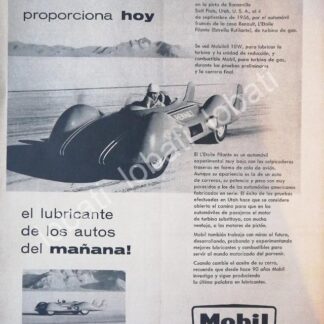 CARTEL ANTIGUO ORIGINAL DE LUBRICANTES MOBIL Y EL LEGENDARIO AUTO ETOILE FILANTE 1956 /39 AF1