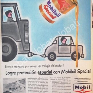 CARTEL ANTIGUO ORIGINAL DE LUBRICANTES MOBIL OIL Y DIBUJO DE RAYMOND SAVIGNAC 1950s /38