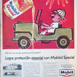 CARTEL ANTIGUO ORIGINAL DE LUBRICANTES MOBIL OIL Y DIBUJO DE RAYMOND SAVIGNAC 1950s /37