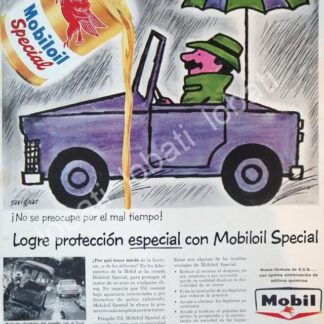 CARTEL ANTIGUO ORIGINAL DE LUBRICANTES MOBIL OIL Y DIBUJO DE RAYMOND SAVIGNAC 1950s /36