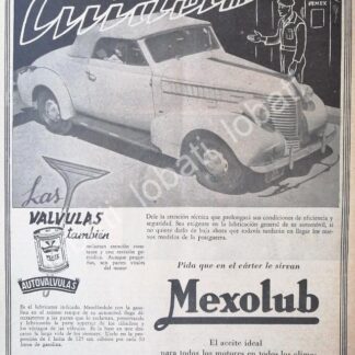 CARTEL ANTIGUO ORIGINAL DE LUBRICANTES PEMEX MEXOLUB 1945 /34