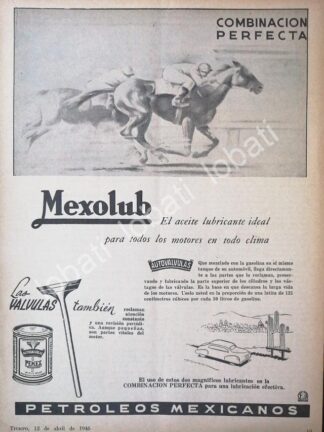 CARTEL ANTIGUO ORIGINAL DE LUBRICANTES PEMEX MEXOLUB 1946 /33