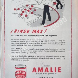 CARTEL ANTIGUO ORIGINAL DE LUBRICANTES AMALIE CON DIBUJO DE JESUS HELGUERA 1952 /35