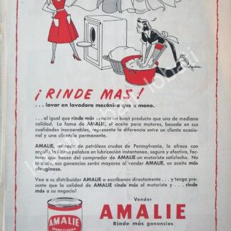 CARTEL ANTIGUO ORIGINAL DE LUBRICANTES AMALIE CON DIBUJO DE JESUS HELGUERA 1952 /34