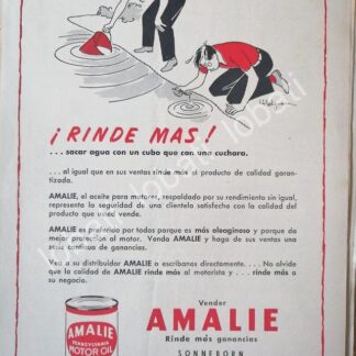 CARTEL ANTIGUO ORIGINAL DE LUBRICANTES AMALIE CON DIBUJO DE JESUS HELGUERA 1952 /33