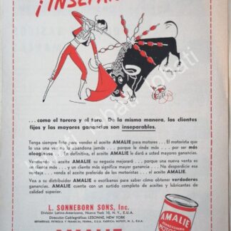 CARTEL ANTIGUO ORIGINAL DE LUBRICANTES AMALIE CON DIBUJO DE JESUS HELGUERA 1951 /30
