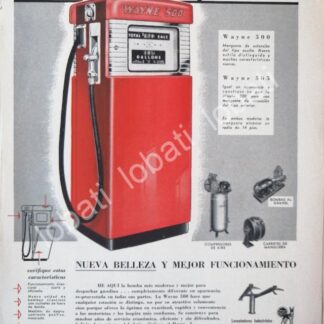 CARTEL ANTIGUO ORIGINAL DE BOMBAS DE GASOLINA WAYNE 500 1952 /27