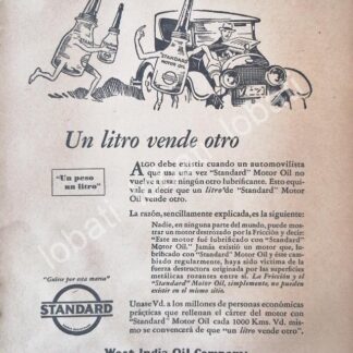 CARTEL ANTIGUO ORIGINAL DE ACEITES LUBRICANTES STANDAR. MOTOR OIL 1927 /19