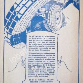 CARTEL ANTIGUO ORIGINAL DE LLANTAS U.S ROYAL. UNITED STATES RUBBER 1929 /15