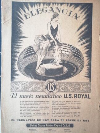 CARTEL ANTIGUO ORIGINAL DE LLANTAS U.S ROYAL. UNITED STATES RUBBER 1927 /14