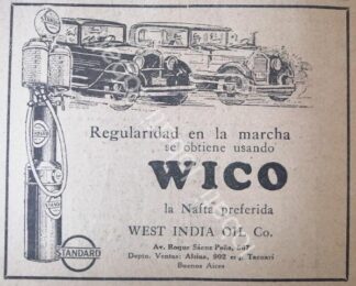 CARTEL ANTIGUO ORIGINAL DE MINI CARTEL BOMBA DE GASOLINA NAFTA WICO 1927 /7