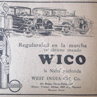 CARTEL ANTIGUO ORIGINAL DE MINI CARTEL BOMBA DE GASOLINA NAFTA WICO 1927 /7