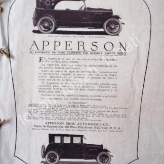 CARTEL ANTIGUO ORIGINAL DE AUTOS APPERSON 1926 /427 SUPER RARO