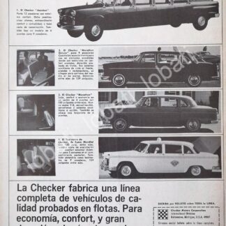 CARTEL ANTIGUO ORIGINAL DE AUTOS Y LIMOUSSINES CHECKER 1966 /425 MUY RARO