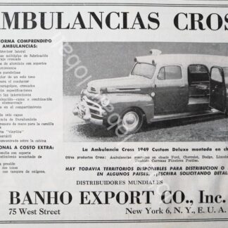 CARTEL ANTIGUO ORIGINAL DE AMBULANCIAS CROSS 1949 / 424 SUPER RARO