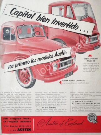 CARTEL ANTIGUO ORIGINAL DE CAMIONES BMC AUSTIN 303 1955 / 422