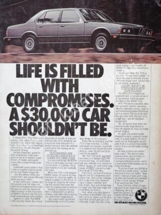 CARTEL ANTIGUO ORIGINAL DE AUTOS BMW 733i 1980 / 421
