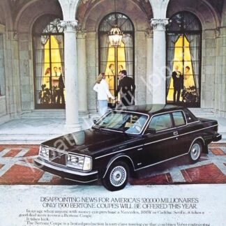 CARTEL ANTIGUO ORIGINAL DE AUTOS VOLVO COUPE 1980 / 420