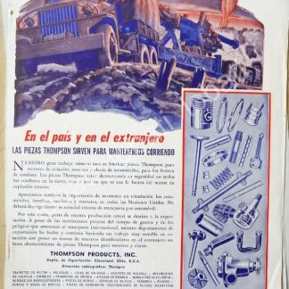 CARTEL ANTIGUO ORIGINAL DE AUTOPARTES THOMPSON Y 2DA GUERRA MUNDIAL 1944 /SGM