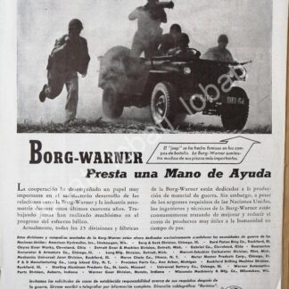 CARTEL ANTIGUO ORIGINAL DE AUTOPARTES BORG-WARNER Y GUERRA MUNDIAL 1944 /SGM