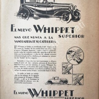 CARTEL ANTIGUO ORIGINAL DE AUTOS WHIPPET SUPERIOR 1930 /401 MUY RARO