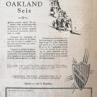 CARTEL ANTIGUO ORIGINAL DE AUTOS OAKLAND SIX 1930 /399 MUY RARO