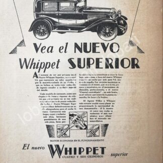 CARTEL ANTIGUO ORIGINAL DE AUTOS WHIPPET SUPERIOR 1930 /398 MUY RARO