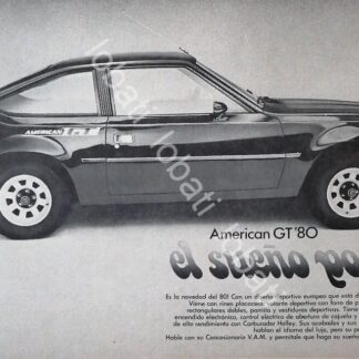 CARTEL ANTIGUO ORIGINAL DE AUTOS VAM AMERICAN GT 80. 1980 /397 RARO