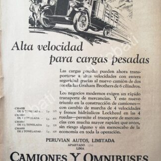 CARTEL ANTIGUO ORIGINAL DE AUTOS CAMIONES GRAHAM BROTHERS 1926 /393 MUY RARO
