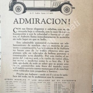 CARTEL ANTIGUO ORIGINAL DE AUTOS AUBURN SPORT 1926 /388 SUPER RARO