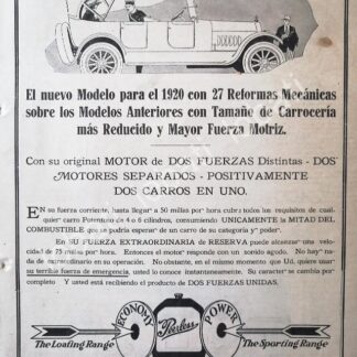 CARTEL ANTIGUO ORIGINAL DE AUTOS PEERLESS 1920 /387 SUPER RARO