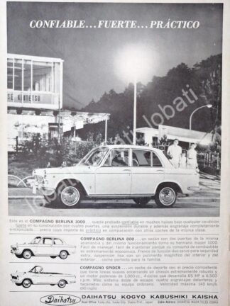 CARTEL ANTIGUO ORIGINAL DE AUTOS DAIHATSU COMPAGNO BERLINA 1000 1965 /382 SUPER RARO