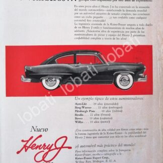 CARTEL ANTIGUO ORIGINAL DE AUTOS KAISER HENRY J. 1953 /375 MUY RARO