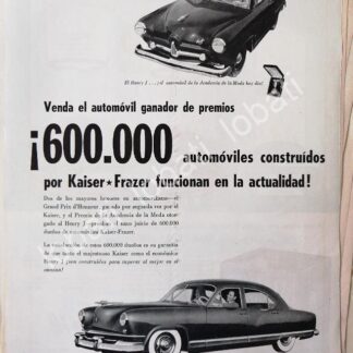 CARTEL ANTIGUO ORIGINAL DE AUTOS KAISER HENRY J. 1953 /374 MUY RARO