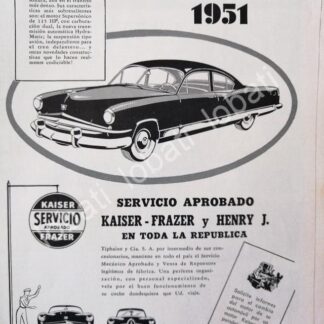 CARTEL ANTIGUO ORIGINAL DE AUTOS KAISER 1951 /367