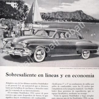 CARTEL ANTIGUO ORIGINAL DE AUTOS. STUDEBAKER CHAPION 1952 /365