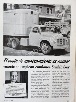 CARTEL ANTIGUO ORIGINAL DE AUTOS. CAMIONES STUDEBAKER 1949 /363